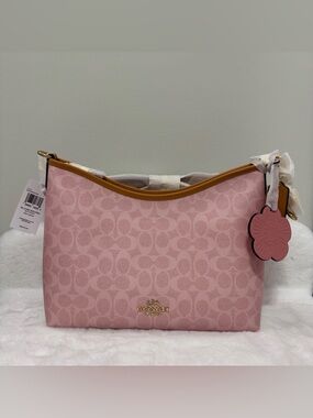 Coach Laurel Shoulder Bag Powder Pink Signature Canvas Crossbody Bag
